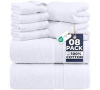 Utopia Towels Set Di Asciugamani Da 8 Pezzi Bianco | 2 Asciugamani Da Bagno, 2 Asciugamani a Mano, 4 Panni Da Lavare, Altamente Assorbente Per Bagno, Palestra, Hotel e Spa