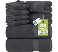 Utopia Towels, Set Di Asciugamani Da 8 pezzi, 2 Asciugamani Da Bagno, 2 Asciugamani a Mano e 4 Panni Da Lavare, Altamente Assorbente Per Bagno, Palestra, Hotel e Spa (Grigio)