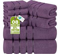 Utopia Towels - Set Di Asciugamani Di Lusso Da 8 Pezzi, 2 Asciugamani Da Bagno, 2 Asciugamani A Mano e 4 Strofinacci, Altamente Assorbenti 97% Cotone Filato Ad Anello(Prugna)