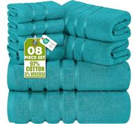 Utopia Towels - Set Di Asciugamani Di Lusso Da 8 Pezzi, 2 Asciugamani Da Bagno, 2 Asciugamani A Mano e 4 Strofinacci, Altamente Assorbenti 97% Cotone Filato Ad Anello(Turchese)