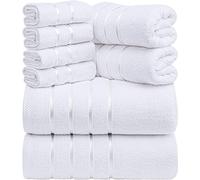 Utopia Towels - Set Di Asciugamani Di Lusso Da 8 Pezzi, 2 Da Bagno, 2 Asciugamani A Mano e 4 Strofinacci, Altamente Assorbenti 97% Cotone Filato Ad Anello(Bianco)