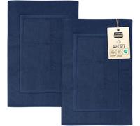 Utopia Towels - Tappeto da bagno in cotone, 53 x 86 cm, 100% cotone pettinato, altamente assorbente e lavabile in lavatrice, per doccia, bagno, pavimento, colore blu navy, confezione da 2