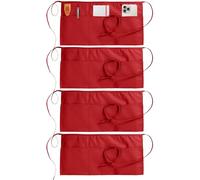 Utopia Wear - Grembiule da cameriera, con 3 tasche, 60 x 30 cm, per casa e cucina - rosso - Adulto
