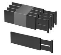 Utoplike Divisori per cassetti in bambù di grandi dimensioni, cassetti da cucina regolabili alti 10,1 cm per l'abbigliamento, con caricamento a molla, per bagno, cassettiera, scrivania, 4 pz.