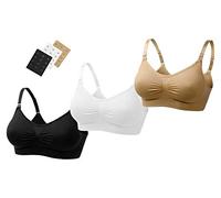 UtopyaUK® 2/3 Pack Senza Cuciture, Reggiseno Premaman Imbottito per Allattamento, coppetta per Dormire, Comodo e Confortevole, Senza Fili, con estensori per Reggiseno (L, 1 Nero 1 Bianco 1 Nudo)