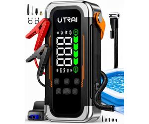 UTRAI 7000A Booster Avviatore Auto con Compressore & Soffiatore d'aria, 12V Avviatore Batteria Auto (Tutto Gas Benzina e 12L Diesel), Gonfiatore Pneumatici, Power Bank PD30W, Torcia LED Batteria Auto