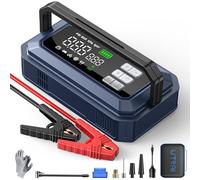 UTRAI Booster Avviamento Auto, 7000A 150PSI Avviatore di Emergenza con Compressore (Motori a Benzina fino/12L Diesel), Starter Batteria Auto con Cavi Avviamento, Faro 2000 Lumen, Diagnosi OBD, Guanti