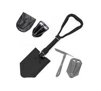 UTSKWD USA Folding Survival Shovel 1Pcs，W/Pick - Heavy Duty Carbon Steel Military Style Entrenching Tool For Off Road, Camping, Gardening, Beach, Digging Dirt, Sand, Mud & Snow(Black-A)