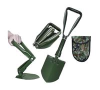 UTSKWD USA Folding Survival Shovel 1Pcs，W/Pick - Heavy Duty Carbon Steel Military Style Entrenching Tool For Off Road, Camping, Gardening, Beach, Digging Dirt, Sand, Mud & Snow(Deep green-A)