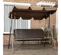 Utsunny 3 posti bilanciere da giardino per esterni con sedile in rattan PE grigio