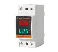 UTTASU Contatore di corrente su guida DIN con doppio display, AC 50-500 V 0-100 A, misurazione precisa della tensione, facile installazione senza viti, per casa, ufficio e hotel