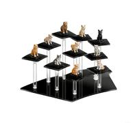 UTTASU Espositore stabile in acrilico a 4 ripiani con 10 aree di tenuta dedicate per personaggi da collezione e ricordi personali (nero)