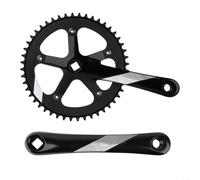 UTTASU Guarnitura in lega di alluminio 130BCD 48 denti, corona singola con foro quadrato da 170 mm, pedivella per pista, bici da strada, componenti per biciclette (nero)