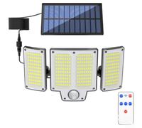 UTTASU Lampada da parete solare per esterni, con tre teste regolabili e sensore di movimento, lampada da giardino a LED per illuminazione vialetti o cortili, design impermeabile IP65, bianco (C)