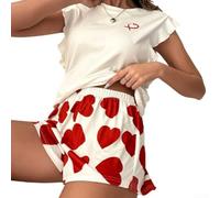 UTTASU Pigiama morbido da donna 95% poliestere 5% elastan pigiama | Maniche con balze, design con parte superiore del serbatoio, motivo stampato, perfetta per le notti calde