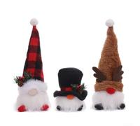 UTTASU Set di 3 decorazioni per albero di Natale a LED in peluche, tra cui anziani, pupazzo di neve e alce, per decorazioni natalizie per interni e un'atmosfera accogliente per le vacanze