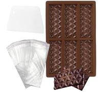 UTXN 1 Pezzo stampi in Silicone, stampi per Cioccolato, stampi per Barrette di Cioccolato, con 100 Pezzi di Busta autoadesiva e 1 Pezzo di Raschietto per Torta al Cioccolato (Motivo a Diamante)