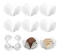 UTXN 50Pcs Cioccolato Truffle Wrappers Carta, Bianco Foil Rose Tartufo Casi Petit Four, Mini Cupcake Casi Dolci Wrappers Cioccolato Wrappers Muffin Casi, per Il Partito Matrimonio Compleanno
