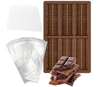 UTXN stampi per Barrette di Cioccolato, stampi per Cioccolato, stampi in Silicone, con 100 Pezzi di Busta autoadesiva e 1 Pezzo di Raschietto per cuocere per Torta al Cioccolato Fai da Te (Quadrato)