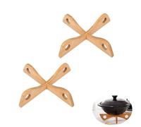 UtySty Confezione da 2 supporti per wok, in bambù, reversibili, staccabili, per pentole calde, padelle, padelle, padelle, padelle, casseruole, casseruole, utensili da cucina, piano di lavoro e