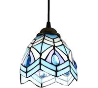 UTZEFQNMA Lampada a Sospensione a LED Stile Peacock Vetro colorato Blu Tiffany Mini Lampada a Sospensione a Una Luce per Sala da Pranzo, Ristorante, caffetteria, Bar