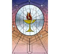 UU Chalice Journal - Blank Writing Diary with dot grid for Unitarian Universalists: featuring "The Chalice and The Flame" stained glass artwork at dawn