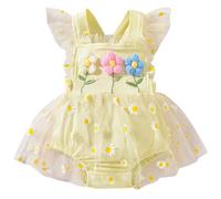 UUAISSO Abito Estivo Senza Maniche Neonata con Stampa Floreale 3D a Margherita e Tessuto a Rete per Neonati Beige 6-12 mesi