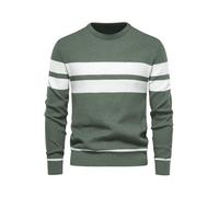UUAISSO Maglione da Uomo Girocollo a Righe Coordinato con i Colori Felpe Pullover Lavorato a Maglia per Casual Verde Militare M