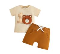 UUAISSO Vestiti per il Primo Compleanno Neonato Top a Maniche Lunghe con Stampa Orsi Pantaloni per il Compleanno un Anno Abiti Neonati