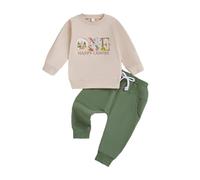 UUAISSO Vestiti per il Primo Compleanno Neonato Top a Maniche Lunghe con Stampa Orsi Pantaloni per il Compleanno un Anno Abiti Neonati Verde 6-12 mesi