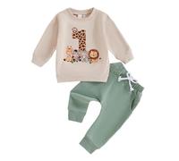 UUAISSO Vestiti per il Primo Compleanno Neonato Top a Maniche Lunghe con Stampa Orsi Pantaloni per il Compleanno un Anno Abiti Neonati albicocca 6-12 mesi