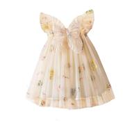 UUAISSO Vestito Tutu Bambina Senza Maniche Vestito Tulle Farfalla Ricamo Festa Compleanno Principessa Vestito Estivo champagne 4-5 anni