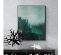 UUDEZO Decorazione murale verde scuro, quadri astratti, decorazioni murali per soggiorno, opere d'arte incorniciate, 50x70 cm (20x28 pollici) con cornice nera