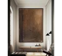 UUDEZO Dipinto Wabi-Sabi marrone Dipinto astratto marrone scuro Opera d'arte marrone nero Pittura a olio su tela Decorazione murale Arte murale (60x80 cm (24x32 pollici))