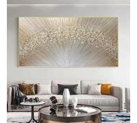 UUDEZO Grande decorazione da parete astratta pittura a olio dorata su tela quadro minimalista soggiorno moderno decorazione da parete con cornice 75x150cm/(30x59 pollici) con cornice dorata