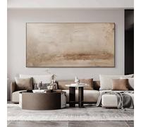 UUDEZO Grande dipinto a olio beige testurizzato - Wabi Sabi Abstract Texture Wall Art Mural Adatto per soggiorni, camere da letto (70x140 cm (28x55 pollici) Con cornice nera