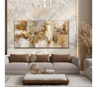 UUDEZO Grande opera d'arte moderna con cornice per camera da letto, murales astratti dorati e argentati per l'arredamento della casa (65x130 cm (26x51 pollici) con cornice nera