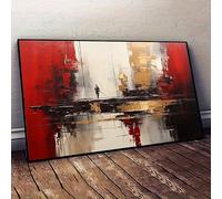 UUDEZO Grande quadro astratto moderno con sfumature di colore, dipinto testurizzato rosso e oro, ideale per decorare il soggiorno e la casa (90x110 cm (35x43 pollici).