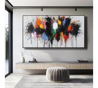 UUDEZO Grande stampa astratta con immagini colorate, opera d'arte stampata per la decorazione delle pareti dell'ufficio e del bagno, 80x160 cm/(31x63 pollici) con cornice nera