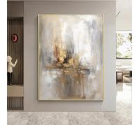 UUDEZO Quadro astratto grigio beige oro, stampe artistiche astratte neutre da parete, per la decorazione della casa, della camera da letto e del bagno (96x160 cm (38x63 pollici) con cornice dorata)