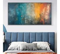 UUDEZO Stampa artistica da parete astratta moderna su tela con cornice, poster colorato, perfetta per la decorazione di casa e ufficio (65x130 cm (26x51 pollici) con cornice nera