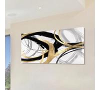 UUDEZO Stampa su tela astratta moderna dorata e nera, dipinto decorativo vintage per soggiorno, opera d'arte per la casa (85x175 cm/(34x69 pollici)/con cornice)