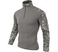 Uugood Camicia Militare Uomo, T-Shirt da Combattimento a Maniche Lunghe, Camicia Airsoft Camicia Camouflage Uniforme Tattica Multicam per la Caccia di Paintball dell'Esercito