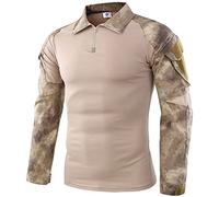 Uugood Camicia Militare Uomo, T-Shirt da Combattimento a Maniche Lunghe, Camicia Airsoft Camicia Camouflage Uniforme Tattica Multicam per la Caccia di Paintball dell'Esercito, FXSM, S