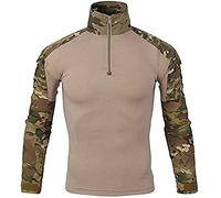 Uugood Camicia Militare Uomo, T-Shirt da Combattimento a Maniche Lunghe, Camicia Airsoft Camicia Camouflage Uniforme Tattica Multicam per la Caccia di Paintball dell'Esercito