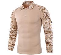 Uugood Camicia Militare Uomo, T-Shirt da Combattimento a Maniche Lunghe, Camicia Airsoft Camicia Camouflage Uniforme Tattica Multicam per la Caccia di Paintball dell'Esercito, SM, 5XL