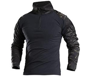 Uugood Camicia Militare Uomo, T-Shirt da Combattimento a Maniche Lunghe, Camicia Airsoft Camicia Camouflage Uniforme Tattica Multicam per la Caccia di Paintball dell'Esercito