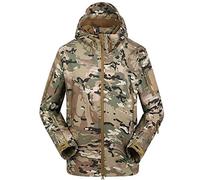 Uugood - Giacca softshell da uomo, in pile tattica, invernale, calda, militare, con cappuccio, per combattimento, mantello, XL