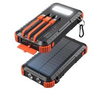 Uukto Caricatore solare Power Bank 20000mAh Ricarica rapida Built-in 3 cavi LED Dual Flashlight Batteria esterna portatile con uscita USB C Outdoor Camping Essentials per iPhone, Samsung, ecc.