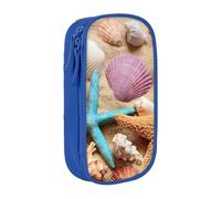 Uusnwaa Astuccio con stampa di conchiglie sulla spiaggia, astuccio in tessuto Oxford, astuccio multifunzione con scomparti, Blu, taglia unica, Astuccio per trucchi